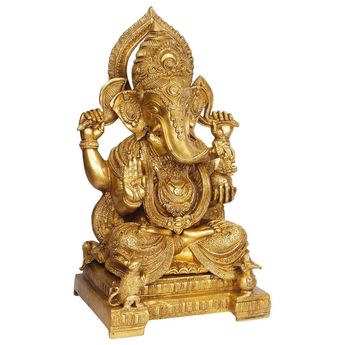 ARTVARKO Big Brass Lord Ganesha Bhagwan Idol Mangalkari Ganesh Statue Sitting for Home Decor Entrance Decor Gift 18 Inches