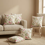 Clasiko Cotton Cushion Covers 24x24 – Set of 5 Decorative Cushion Covers, Bloom Lace, Soft Cotton, Hidden Zip, Sofa & Bedroom Décor