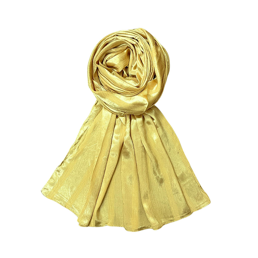 FAHABO Scarf Woman Premium Self-Woven Satin Silk Scarves | Hijab Scarf | Headscarf | Neck Scarf | Stoles | Wraps (Sandstorm Gold)