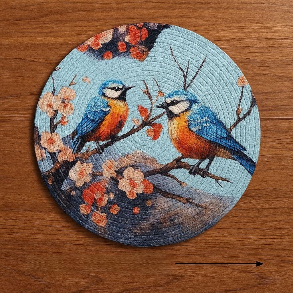 SEHAJ HOME DECOR Cotton Printed Round Table Mat (38x38 cm) - Pack of 1 (Single PCS) (Multi 8) Kafalo