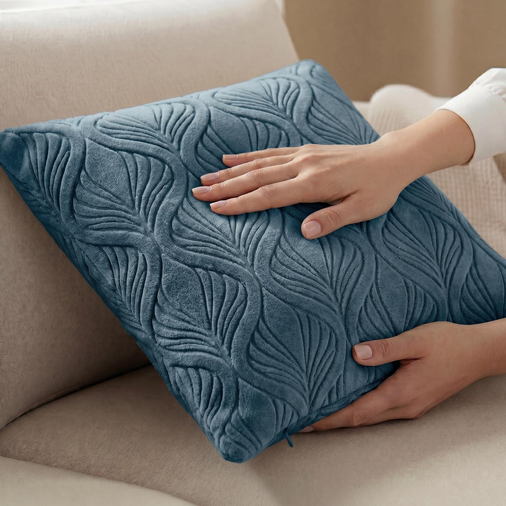 Yellow Weaves Jacquard Cushion Covers | Sofa Cushion Covers | Throw Pillow Cover for Sofa, Couch, Living Room| Removable & Washable | 16x16 Inches, 1 Piece (Teal Blue)