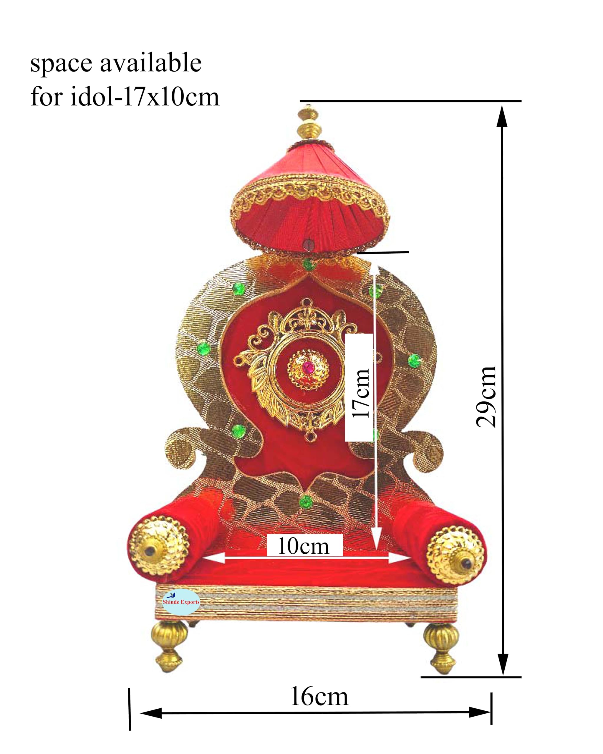 Shinde Exports Wooden Singhasan Throne for God Laddu Gopal Lord Thakur Pooja (Gold) (Royal 9 inches)