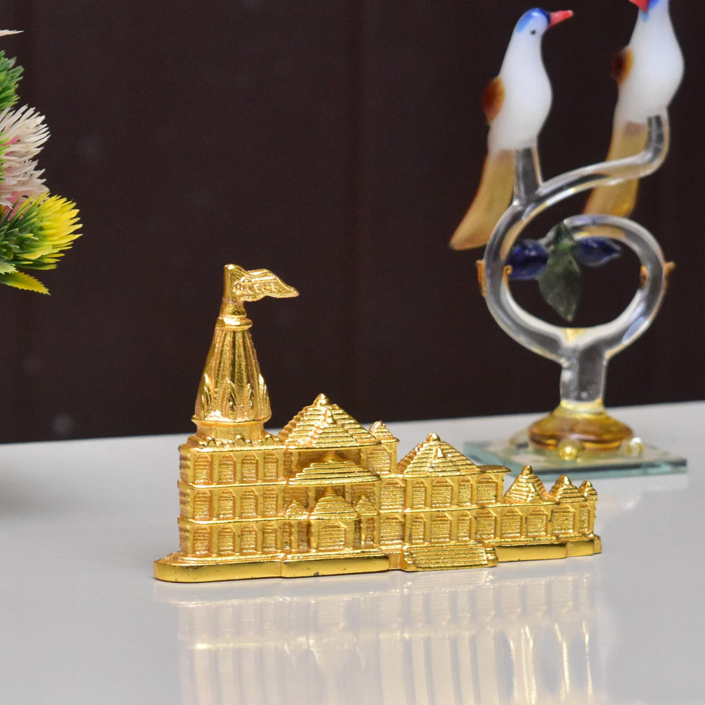 Decorative Golden Statue for Home, Office or Living Space,KridayKraft Metal Shri Ram Janam Bhumi Ayodhya Architectural Shree Ram Mandir Model Prabu Showpiece
