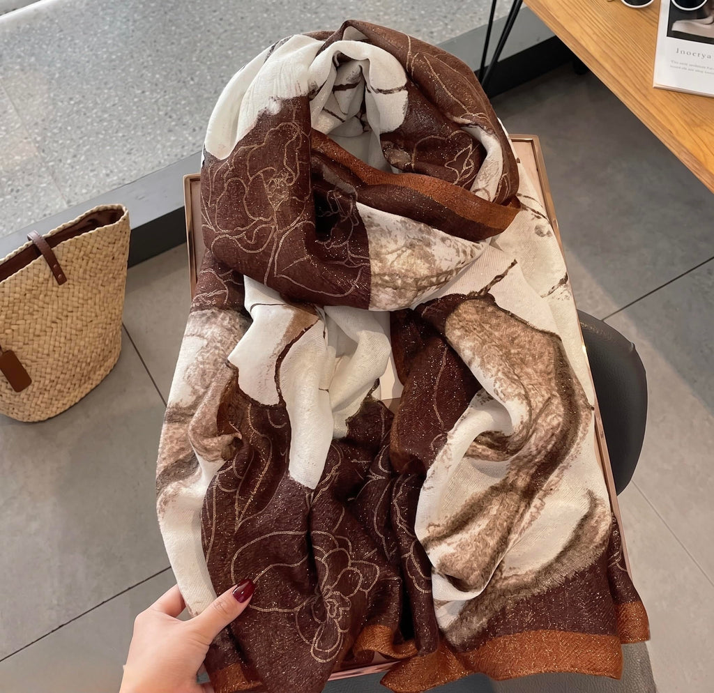 SCARFITT Viscose Printed Stole Dupatta Hijab (Brown)