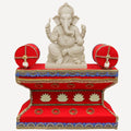 Daedal crafters Ganesh Chaturthi Mandap for Home Decoration, Red Pooja Makhar with Lotus Design - 20x16x12 Inch, Tabletop Lightweight Ganpati Decoration Mandap for Festival, Diwali & Temple Decor