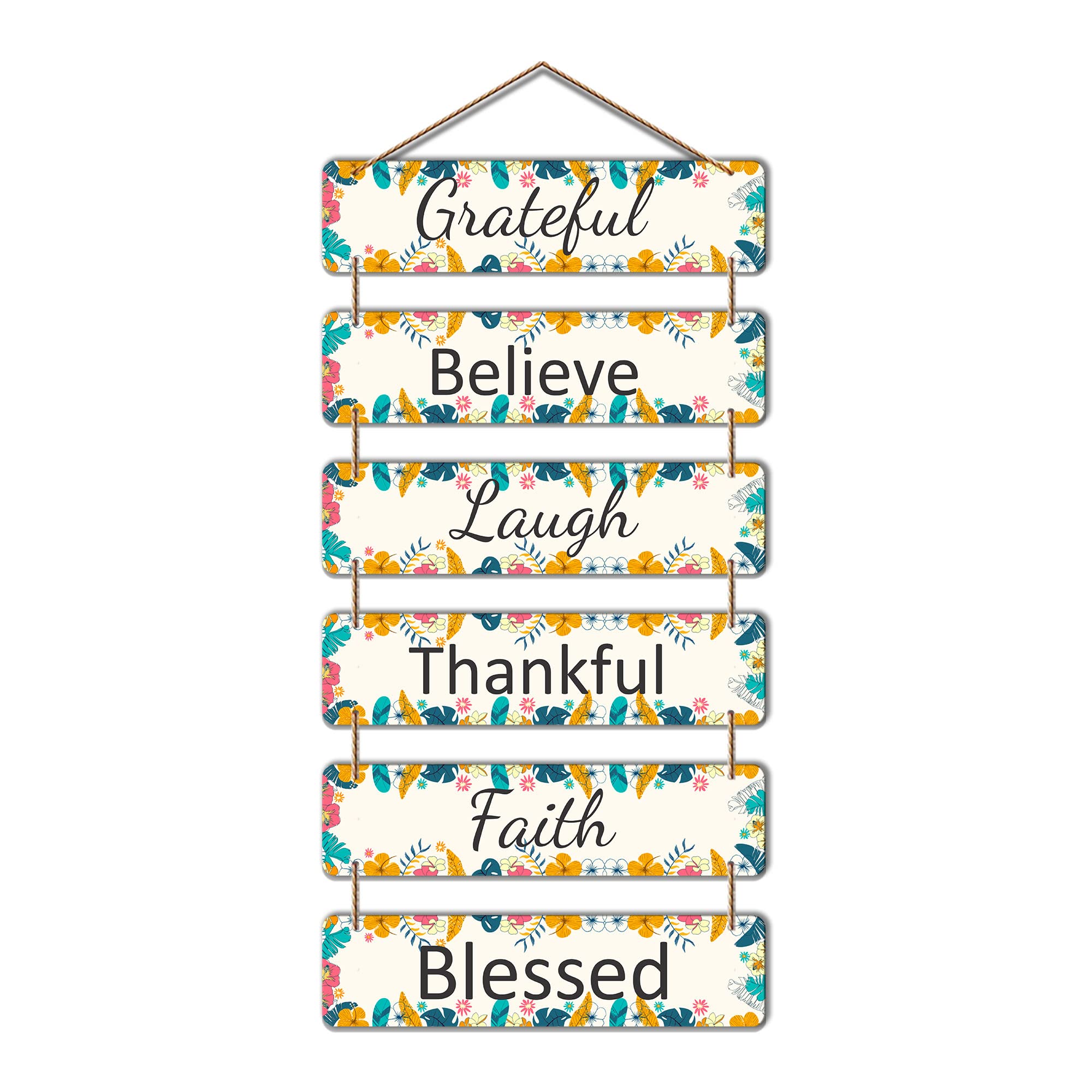 Artvibes Decorative Wall Hanging Wooden Art Decoration item for Living Room | Bedroom | Home Decor | Gifts | Quotes Decor Item | Wall Art For Hall | Mdf Wall Decoration, Set of 6 (WH_3201NR)