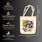 snapiq COTTON 350 GSM Canvas Tote Bag for Women and Girls Thick Fabric with Zipper (Beige, Kolkatamix1)