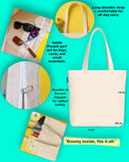 Econest Premium Canvas Tote Bags for Women with zip closer | unique tote bag for Girls, 100% Organic Cotton Tote bag | beach | gift | office, school & Daily Usable strong handbag (Blue Rabbit)