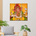 VIBECRAFTS 3 Pieces Shree Ganesh Ji Canvas Wall Painting Fitted With Wooden Frame For Home | Office | Living Room | Gifts (PTVC3Pcs1_9559)