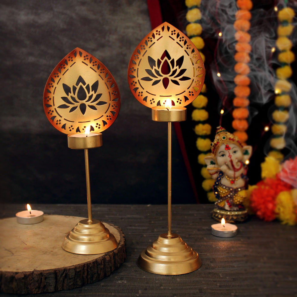 TIED RIBBONS Pack of 2 Tealight Candle Holders - Decorations Items for Home Table (Pack of 2) - Home Décor - Gifts Item