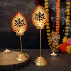 TIED RIBBONS Pack of 2 Tealight Candle Holders - Decorations Items for Home Table (Pack of 2) - Home Décor - Gifts Item