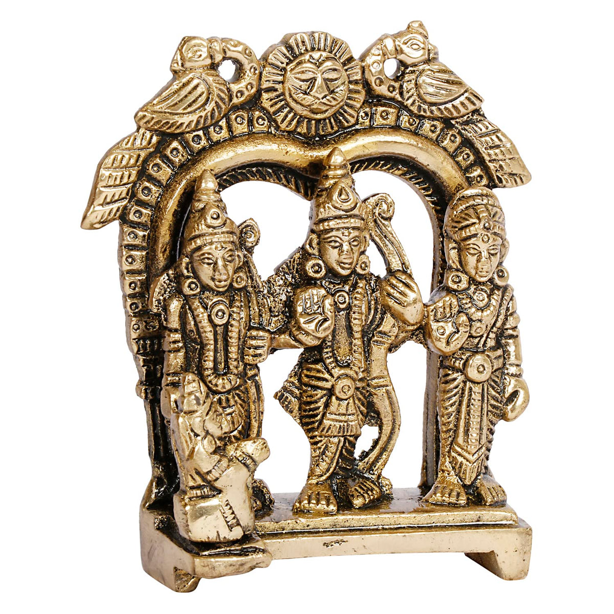 ARTVARKO Brass Ram Darbar Statue Shree Ram Ji Sita Laxman Hanuman Home Décor Puja Murti for Mandir Temple (Small Size -8x3x9 cm)