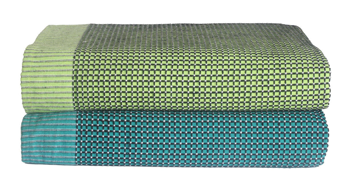 Sharan Elegance Single Size Cotton Blanket/Solapur Chaddar/Cotton Bedsheet/Reversible Blanket (60x90 inches) Set of 2 (Green-Pistha) Kafalo
