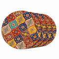 Premium Round Cotton Dining Table Mats Set of 4 | Washable Heat Resistant Food Mat | Circular Dining Table Hot Plate Mats & Coaster for Hot Utensil (14-inch, Printed Mandala/Multicolour) Kafalo