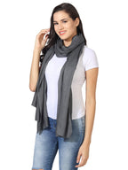 MUFFLY Fine Blended Ultra Soft & Warm Wool Silk Unisex Pashmina Shawl, Stole & Wrap with Hanger (Darkest Grey)
