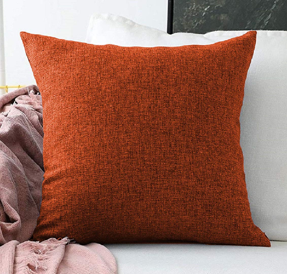 Khooti Jute Cushion Cover | 16x16 | Orange | Set of 5 | Throw Pillow Cover for Couches, Chairs, Sofas, Beds, Coffee Tables, Living Rooms, Bedrooms, Modern Boho Design