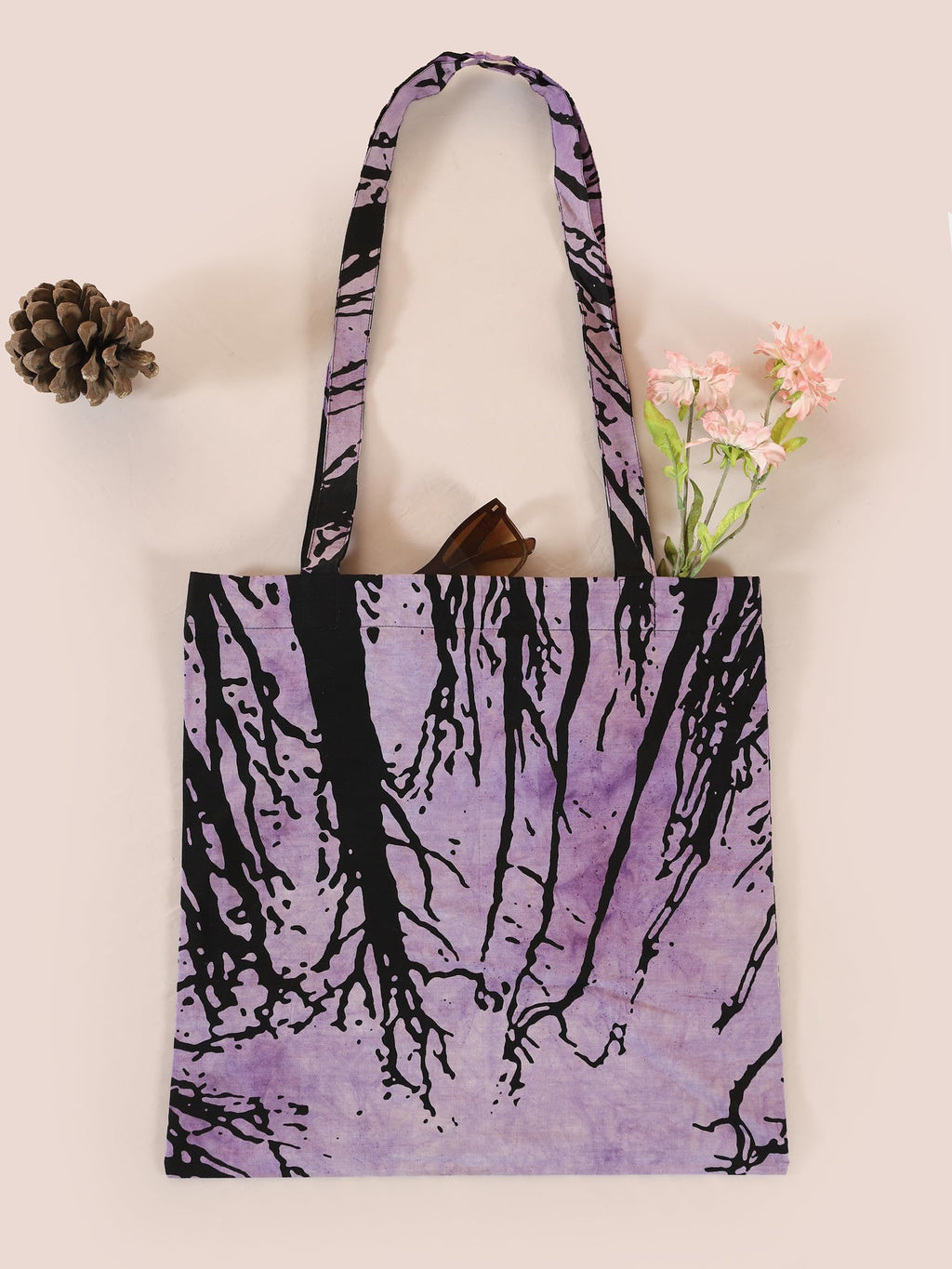 Ravaiyaa - Attitude is everything Cotton Shoulder Bag/Tote Bag For Women| Printed Multipurpose Handbag With Top Zip | Best For Shopping, Travel, Work, Beach, Office, College (Purple Dark Forest)