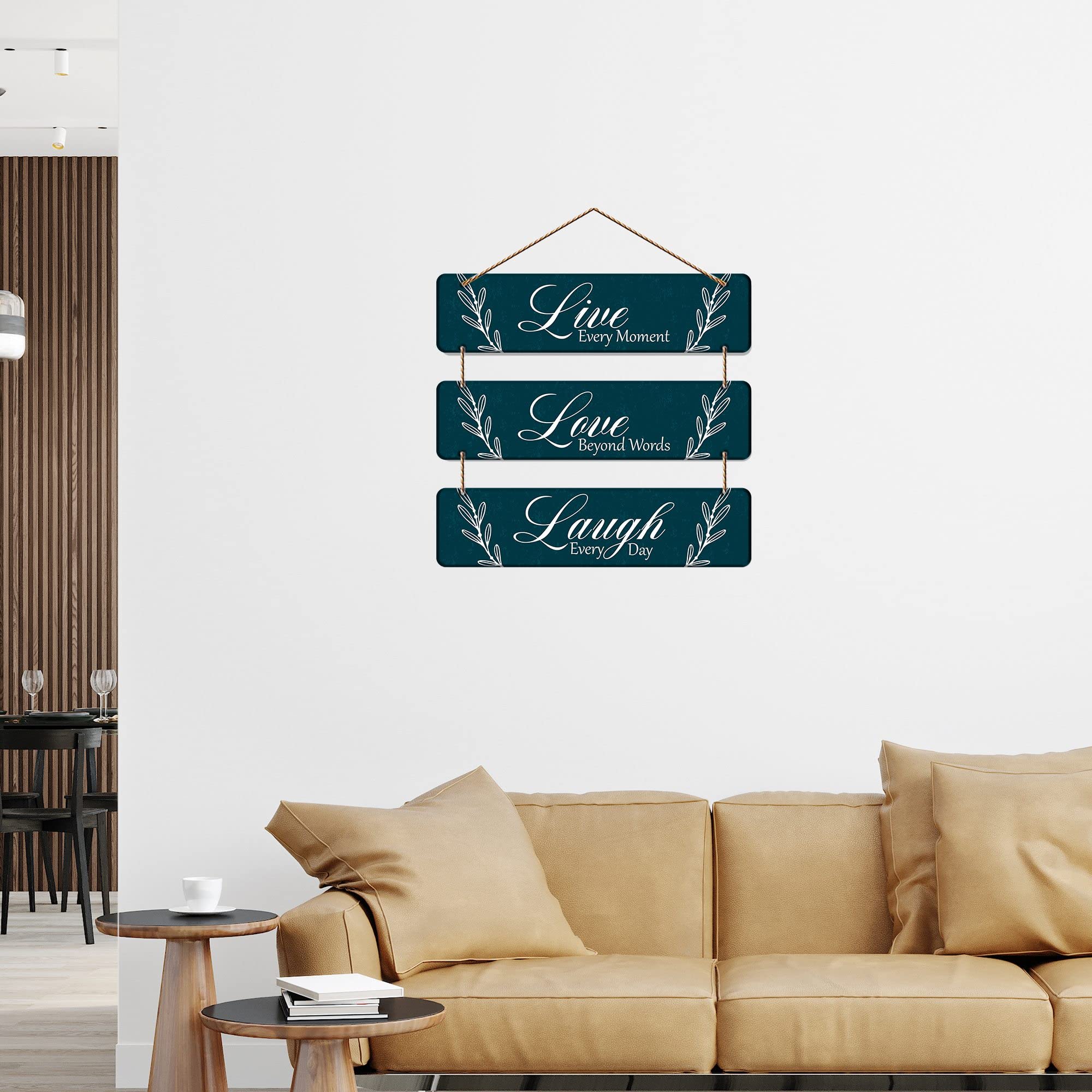 Artvibes Live Love Laugh Printed Wooden Wall Hanging | Quotes Decor Item | Wall Accent | Office Wall Decoration Items | Inspirational Quotes Wall Art | Mdf Wall Decoration | Gift Items (WH_5306N)