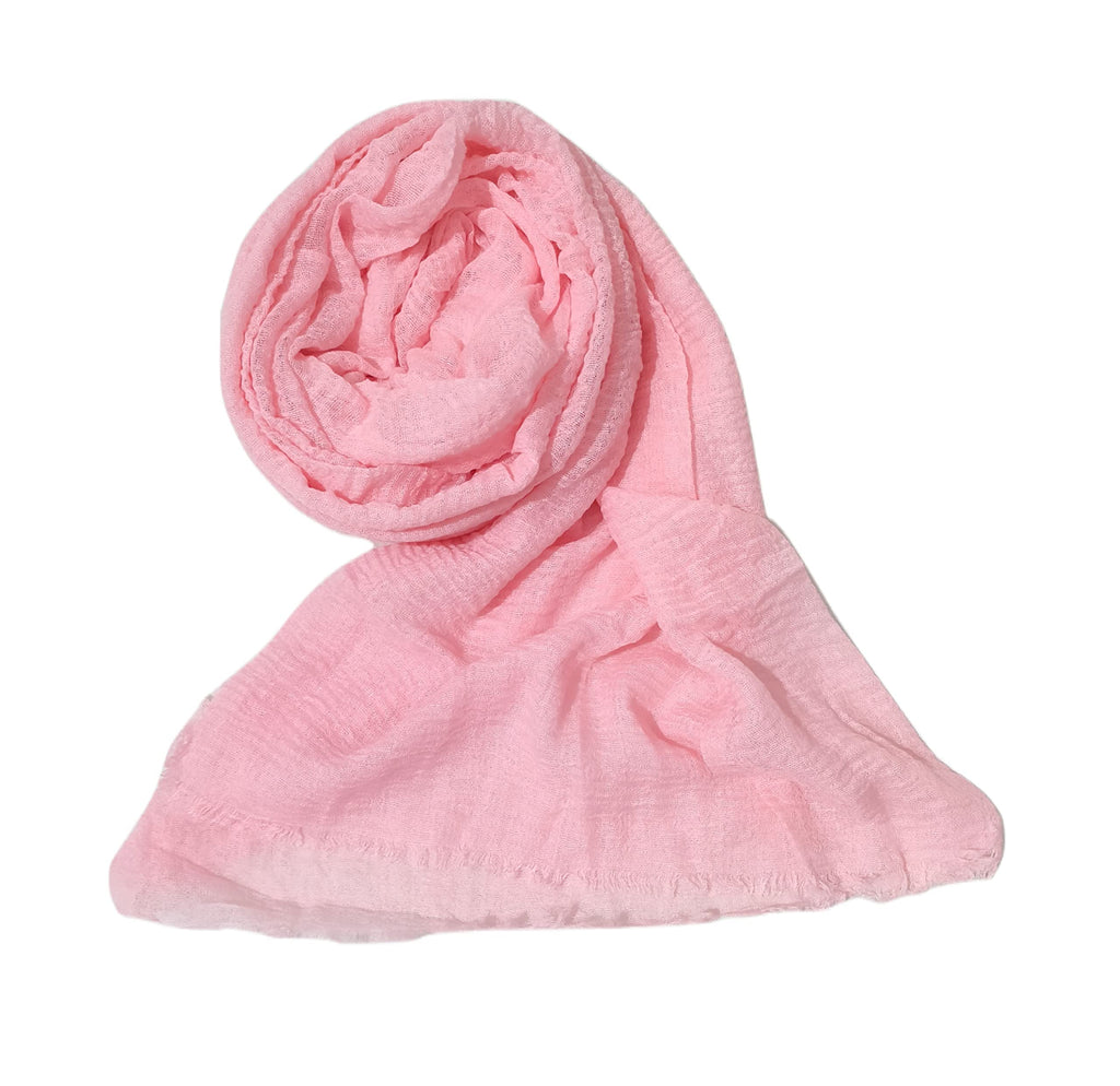 Iba & Isba Women's Plain Crinkled Scarves, Stoles, Hijab (76 x 36 inch) (Sweetpink)