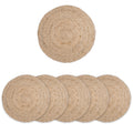 Encasa XO Handwoven Round Jute Dining Table Mats, Heat Resistant Natural Kafalo