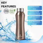 Speedex Stainless Steel Water Bottle 1 Ltr, Leak Proof Screw Cap, BIS Approved 1000 ml Metal Bottle For Daily, Office, School, Gym, Travel Use for Men, Women, Kids, Adults, Copper Gold, Set of 3