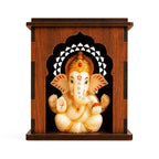 SWAGSTATION Wooden Car Dashboard Mandir with Ganpati Idol | Mini Temple for Car, Office Desk, Café & Home | Small Pooja Mandirs for Gifting & Tabletop Decoration (Mandir 1)
