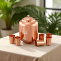 Copper-Master 5 Litre Hammered Copper Water Dispenser (Matka) Container Pot with 6 Pure Copper Glasses with Pure Copper and Ayurvedic Health Benefits (5000 ml + 1800 ml)