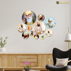 Artvibes Gurunanak Dev Ji Round Shape MDF Wooden Wall Decor Items | Spiritual Decor Items | Wall Art Paintings | Wall Illustrations| Stylish Modern Decor Item | Gift Items (WPS_131N), Set of 11