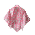 Ravaiyaa - Attitude is everything Sanganer Hand Block Printed Scarves Pure Cotton Scarf Square Hijab Dupatta 40 X 40 Inch (Pink White Floral)