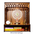 Heartily® Aastha Beautiful Wooden Pooja Mandir for Home or Puja Temple Stand for Office and Shops with Led spot Light (H- 18, L- 16, W-8.75 Inch)