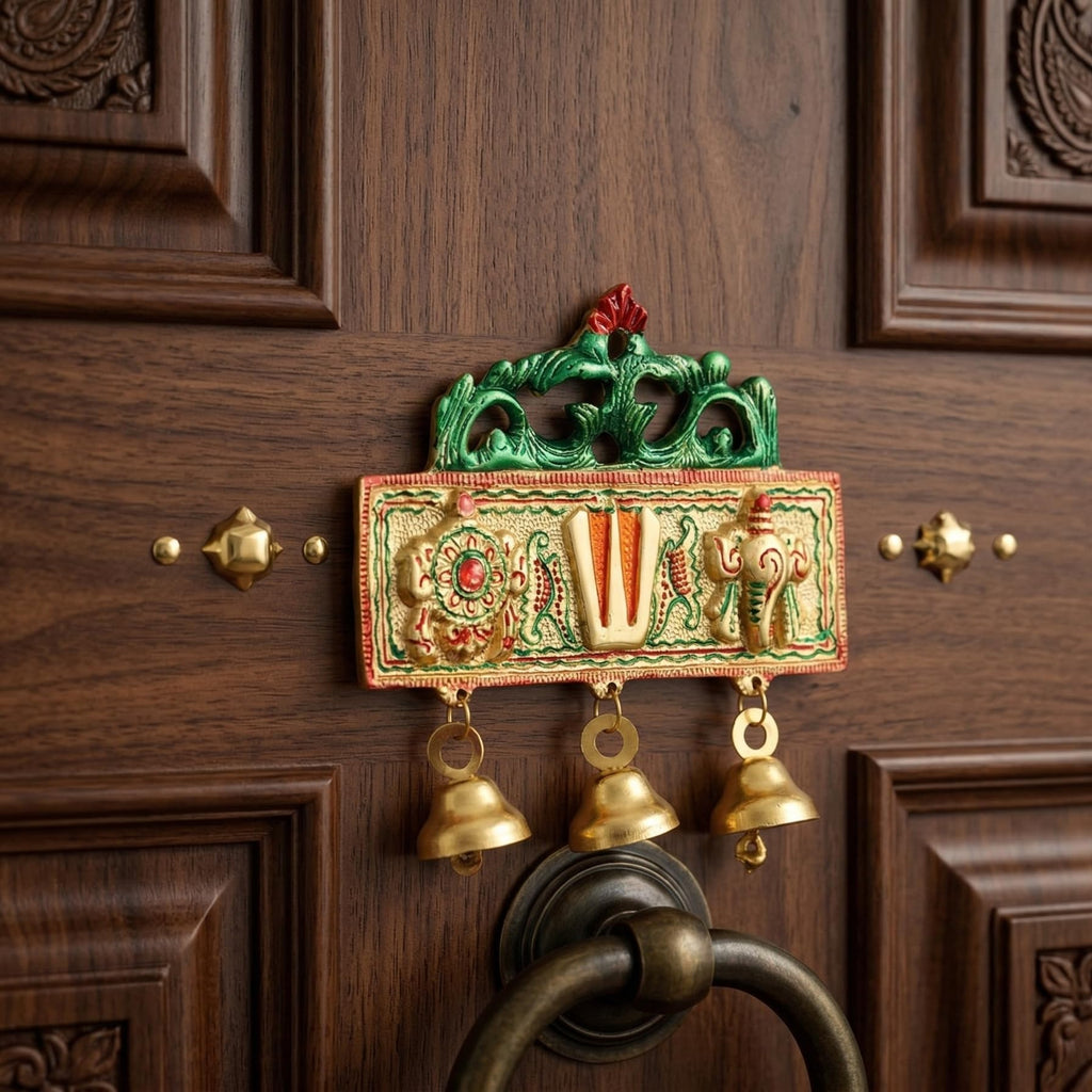 KridayKraft Tirupati Door Hanging Shankh Chakra Namah Latkan Meenkari Decorative for Home,Office & Room,Also Gift for House Warming