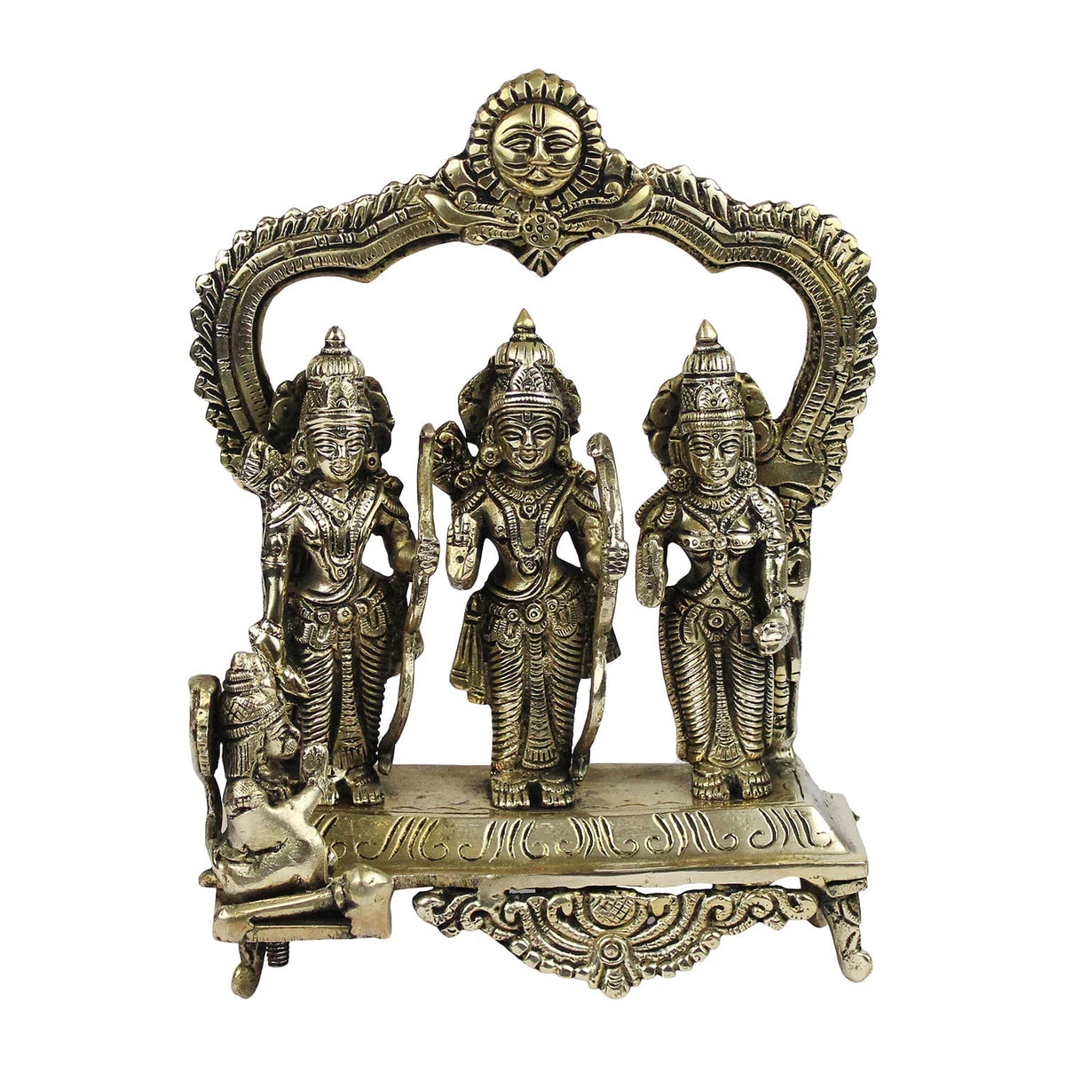 ARTVARKO Big Brass Ram Darbar Statue Shree Ram Ji Sita Laxman Hanuman Home Décor Puja Bhagwan Idol Murti for Mandir Temple 9 Inches