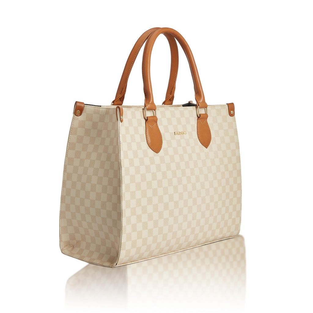 Fargo Noble Tote Bag for Women | Large Vegan Leather Handbag with RFID Pockets, Zip Closure, Premium Look | Office, College, Party Use | Stylish Shoulder Tote | Made in India (Beige)