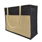 JUTEKA Multicolor spacious Jute Bag with Zipper Closure, Full Size Front Pocket and Large Handles…