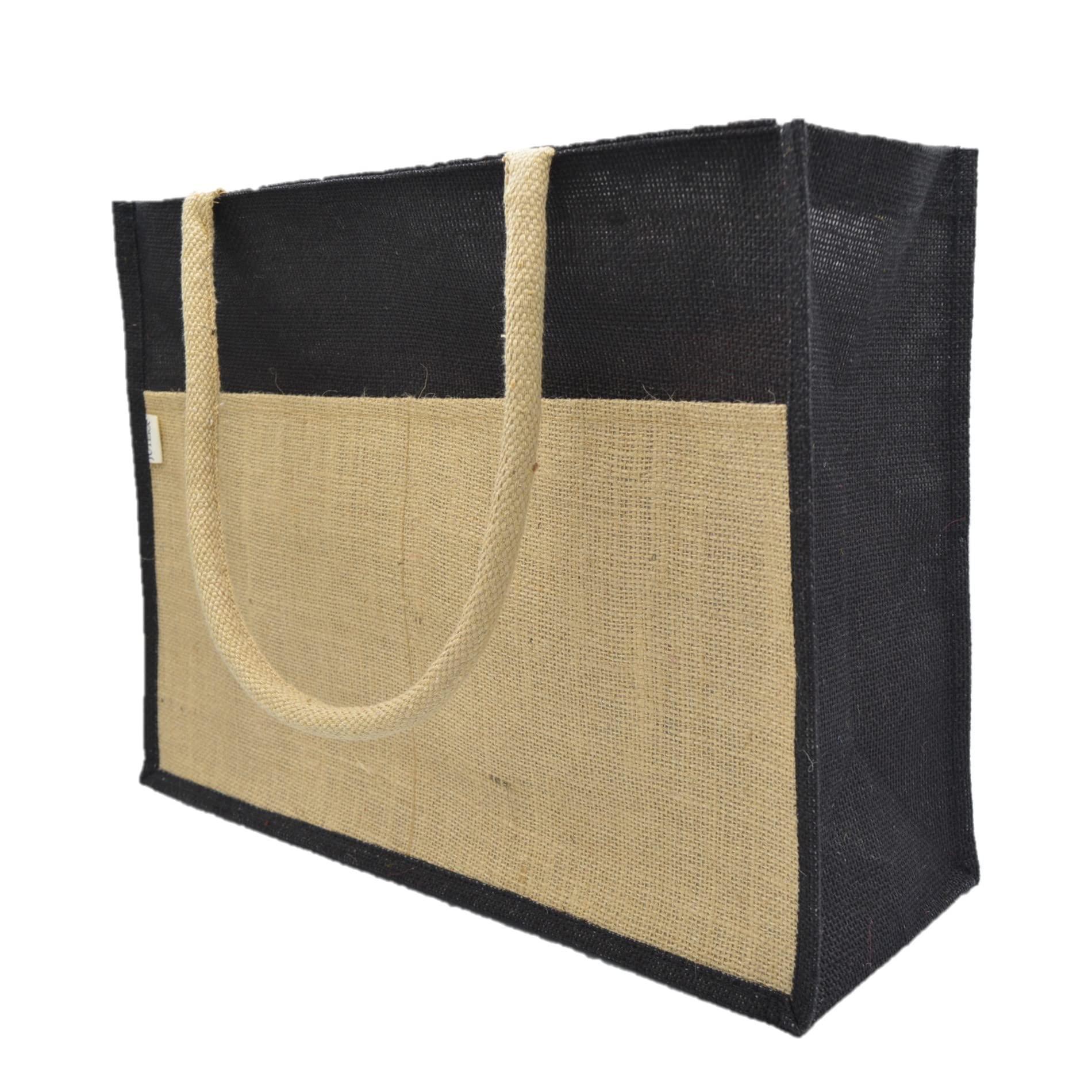 JUTEKA Multicolor spacious Jute Bag with Zipper Closure, Full Size Front Pocket and Large Handles…