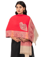 Naureen Women Faux Pashmina Kani Shawl with Contrast Palla, Warm and Soft, 40x80 inch