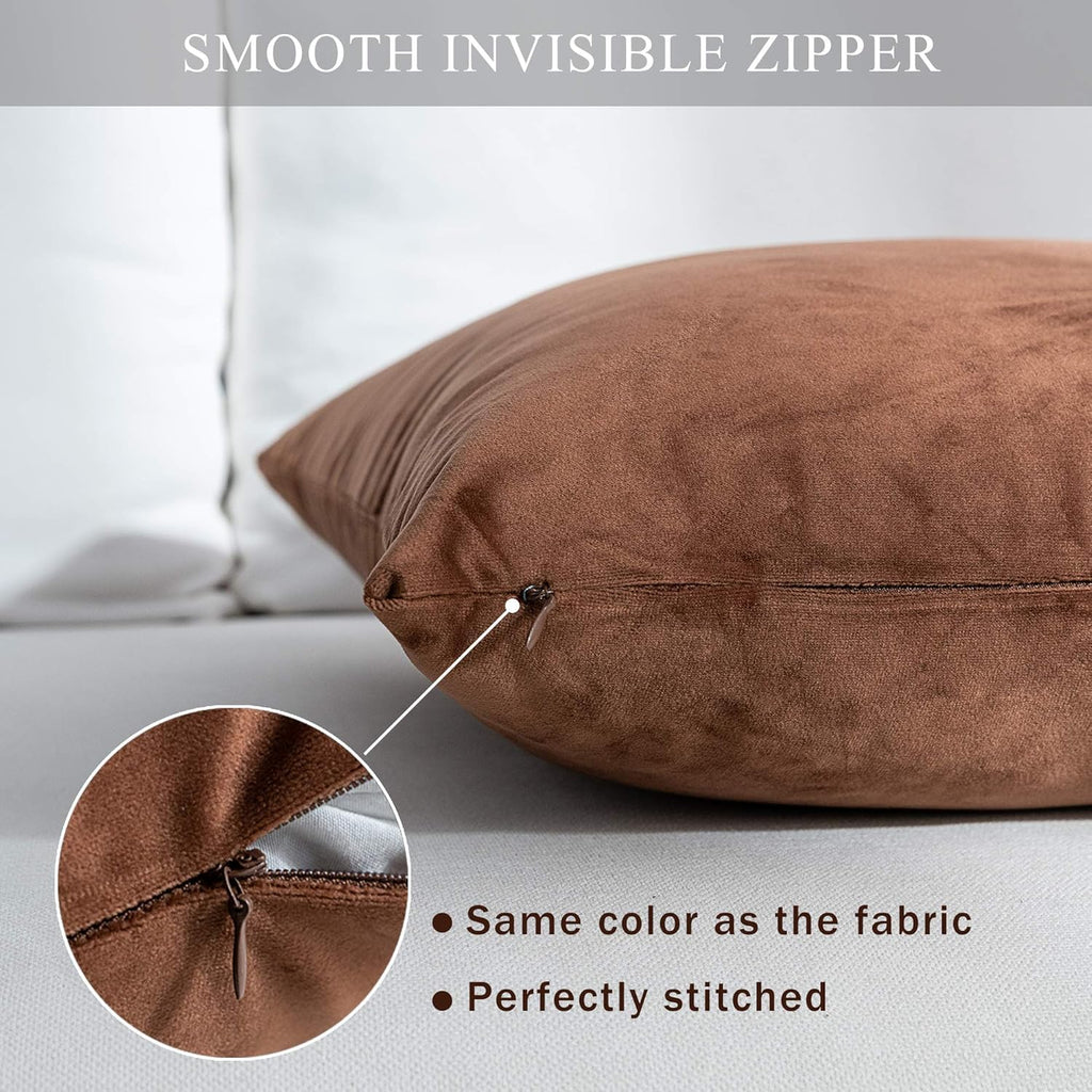 AAZEEM Decorative 12 x 12 Inch Throw Pillow Covers Set of 3 | Super Soft Velvet Pillows|Fall Pillowcase for Living Room Bedroom Sofa Couch Cushion Cover | Velvet