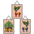 Artvibes Bond Between Nature & Animals Art Wooden Wall Hanger for Home Decor | Living Room | Office | Wall Art Painting For Hall | Graphic Artwork | Wall Art Print | Gift Items (WH_9683N), Set of 3