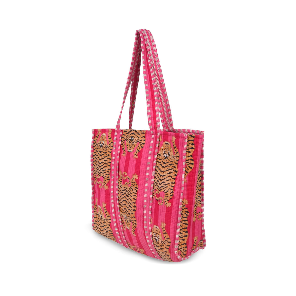 Women & Mens Beautiful Premium Cotton Printed Quilted Reversible Tote Bag|Carry Bag| Grocery Shopping Bag| Travel Bags 18x15x5.5 Inch