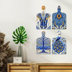 Artvibes Artistic Elephant & Peacock Traditional Modern Art Decorative Wall Art MDF Wooden Wall Hanger for Home | Home Decor | Wall Accent | Wall Art Print | Unique Gift Items (WH_5628N), Set of 4
