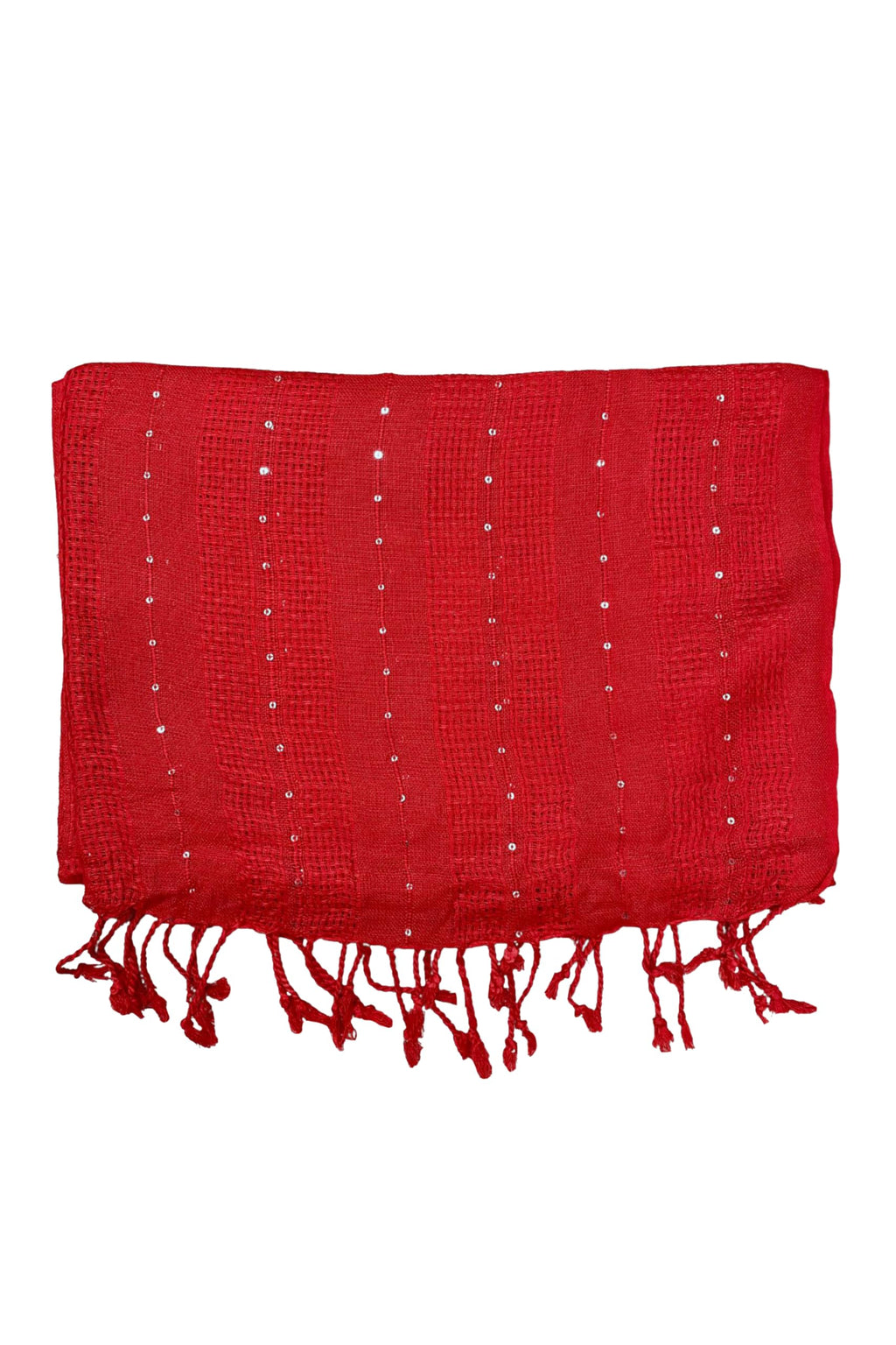 URBAN LADIIIZ Solid Sequin Stole with Tassels for Women & Men – Soft Lightweight Rayon Fabric | Available in 10+ Colours (RED)