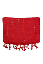 URBAN LADIIIZ Solid Sequin Stole with Tassels for Women & Men – Soft Lightweight Rayon Fabric | Available in 10+ Colours (RED)