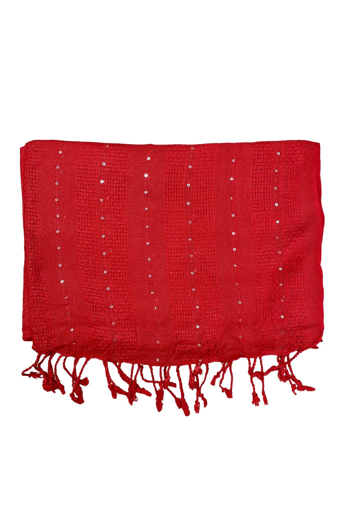 URBAN LADIIIZ Solid Sequin Stole with Tassels for Women & Men – Soft Lightweight Rayon Fabric | Available in 10+ Colours (RED)
