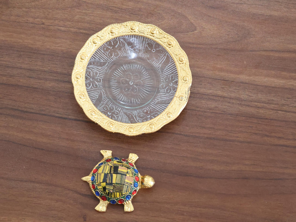 KridayKraft Kachhua (Turtle) with Glass Plate for Vastu Feng Sui,Kachua Yantra for Good Luck & Evil Eye Protection,Metal Tortoise Staute Animal Showpiece Figurine & Gifting Items...