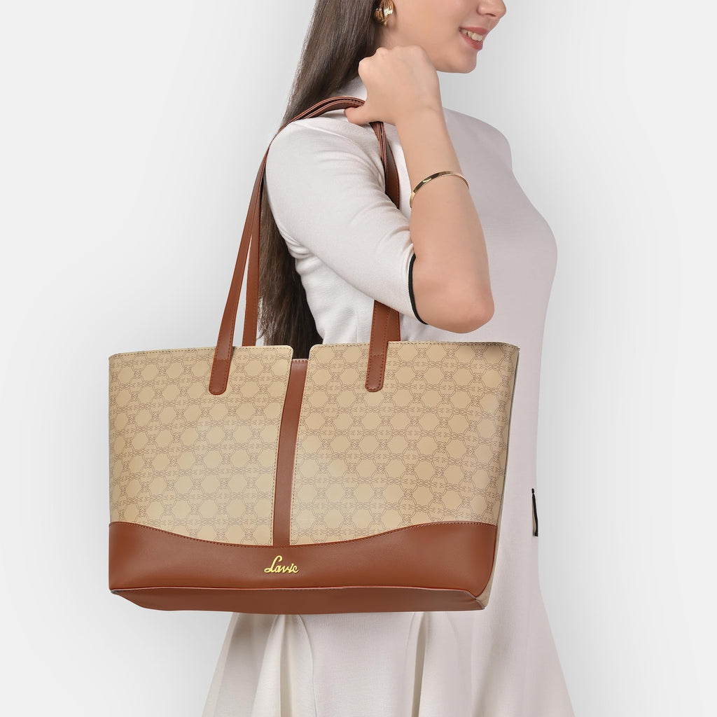 Lavie Women's Mono Freya Monogram Print Tote Bag for Women | Tote Bag for Work | Ladies purse | Stylish Shoulder Bag | Gift for Women