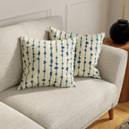 HUESLAND Premium Cotton Cushion Cover 12 x 12 inch Set of 5 | Decorative Throw Pillow Covers for Sofa, Living Room & Bedroom | Blue Vertical Stripes