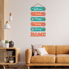 Artvibes Welcome To Our Happy Home Wooden Wall Hanger for Gateway | Decor Hanging Ornaments | Door Quotes Hanging | Wall Poster | Wall Art Print | Gift Items for Home Decor | Wall Accent (WH_6601N)