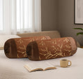 Stuffique Bolster Pillow Cover Set of 2, Round Cushion Cover - 16 x 32 inches, Brown