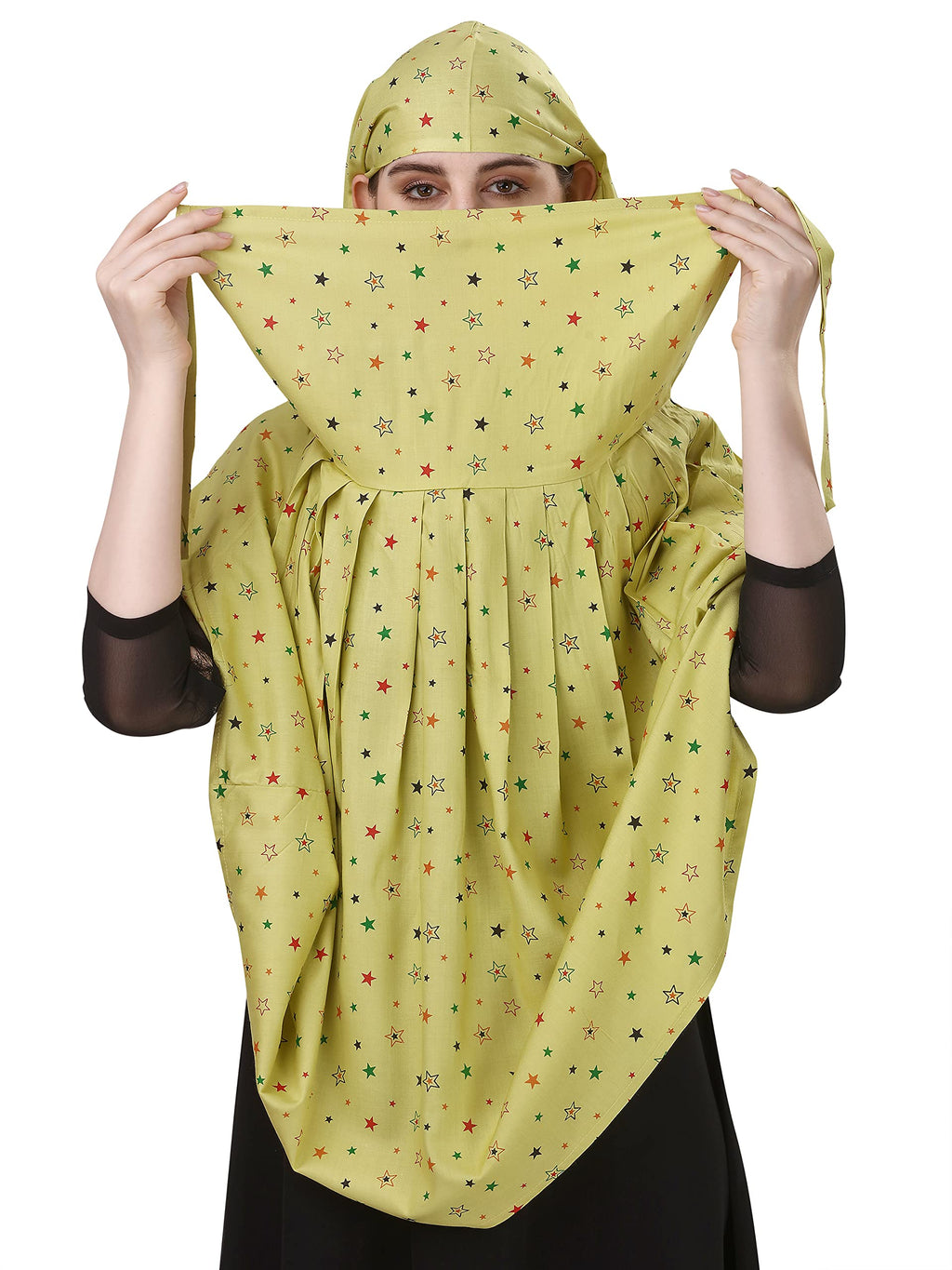 7 season's Girls Cotton Short Scarf Cum Mask Universal Size/Usable For Vehicle Driver For Sunlight Uv Protection/White Printed Design (Mehndi Star Long, Free), For Female