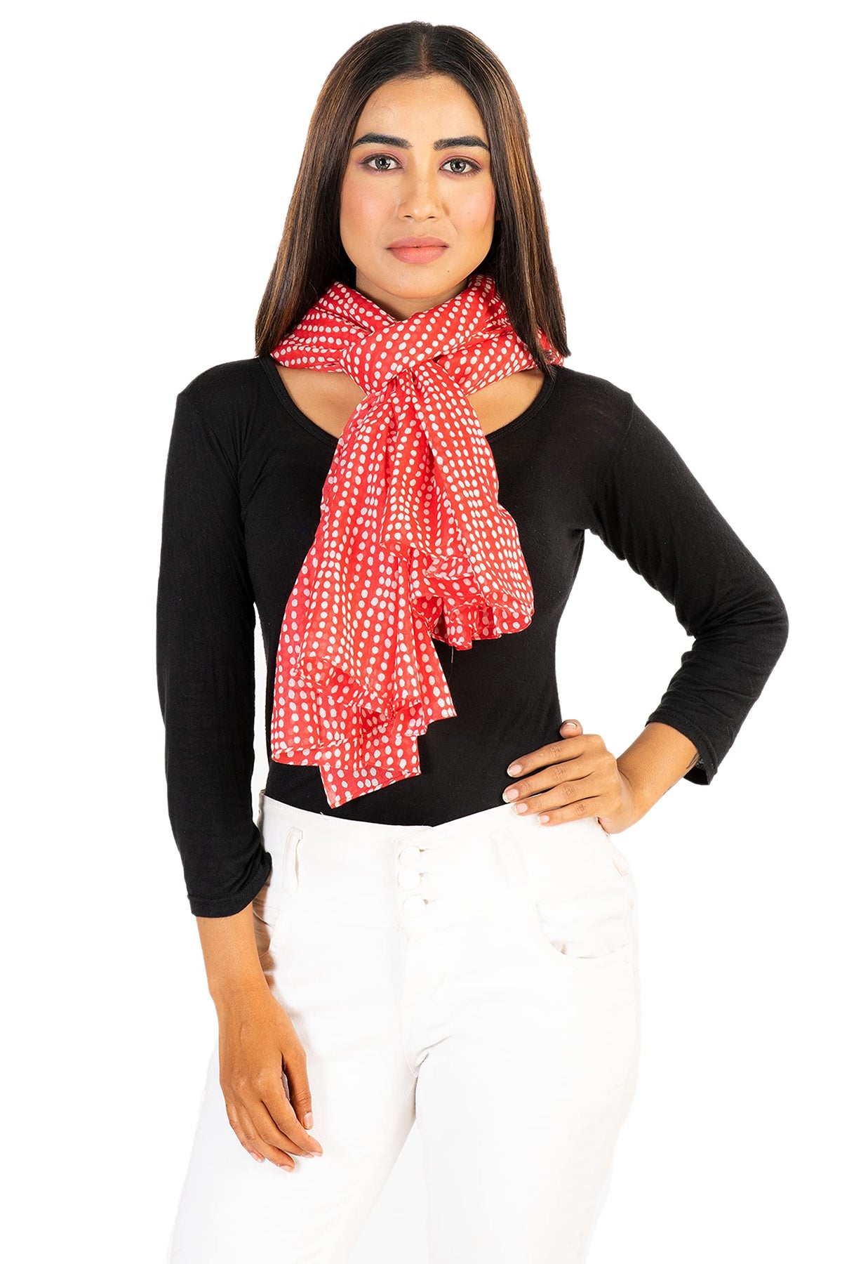 AQVA Printed Cotton Scarf for Women Stylish (Steroid Crimson) | Head and Face Cover Scarf for Girls with 100% Cotton | Soft & Lightweight Scarves/Stoles for all Weather (72 x 43 in)